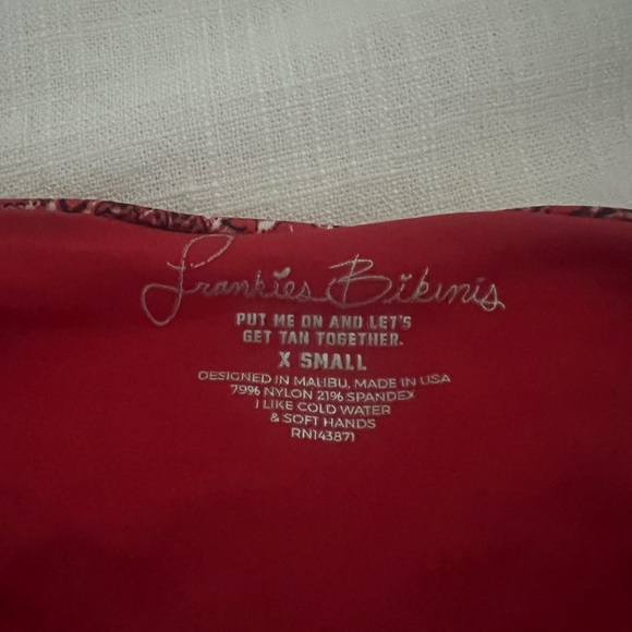 Frankie’s Bikinis Red Paisley Bandana One Piece Swimsuit - Picture 2 of 4